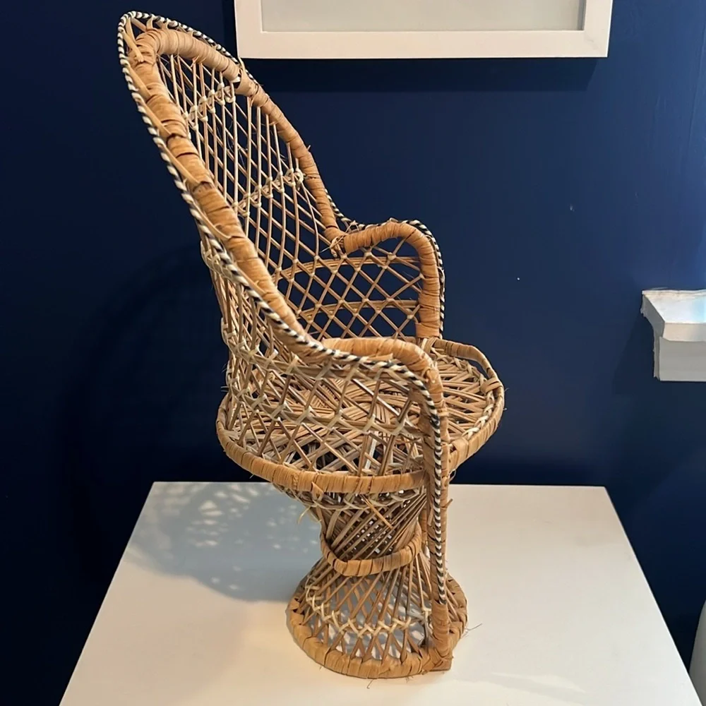 Mini Wicker Chair Plant Stand